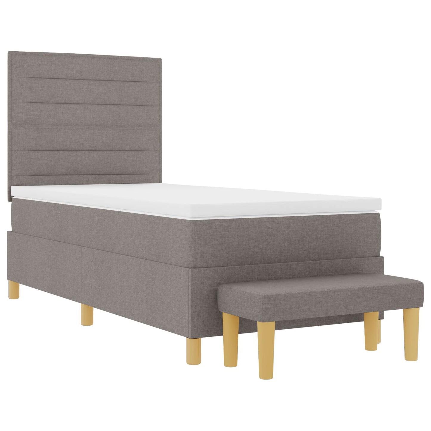 Boxspringbed Met Matras & Bank Stof Taupe 100 x 200 cm Lijnen ontwerp