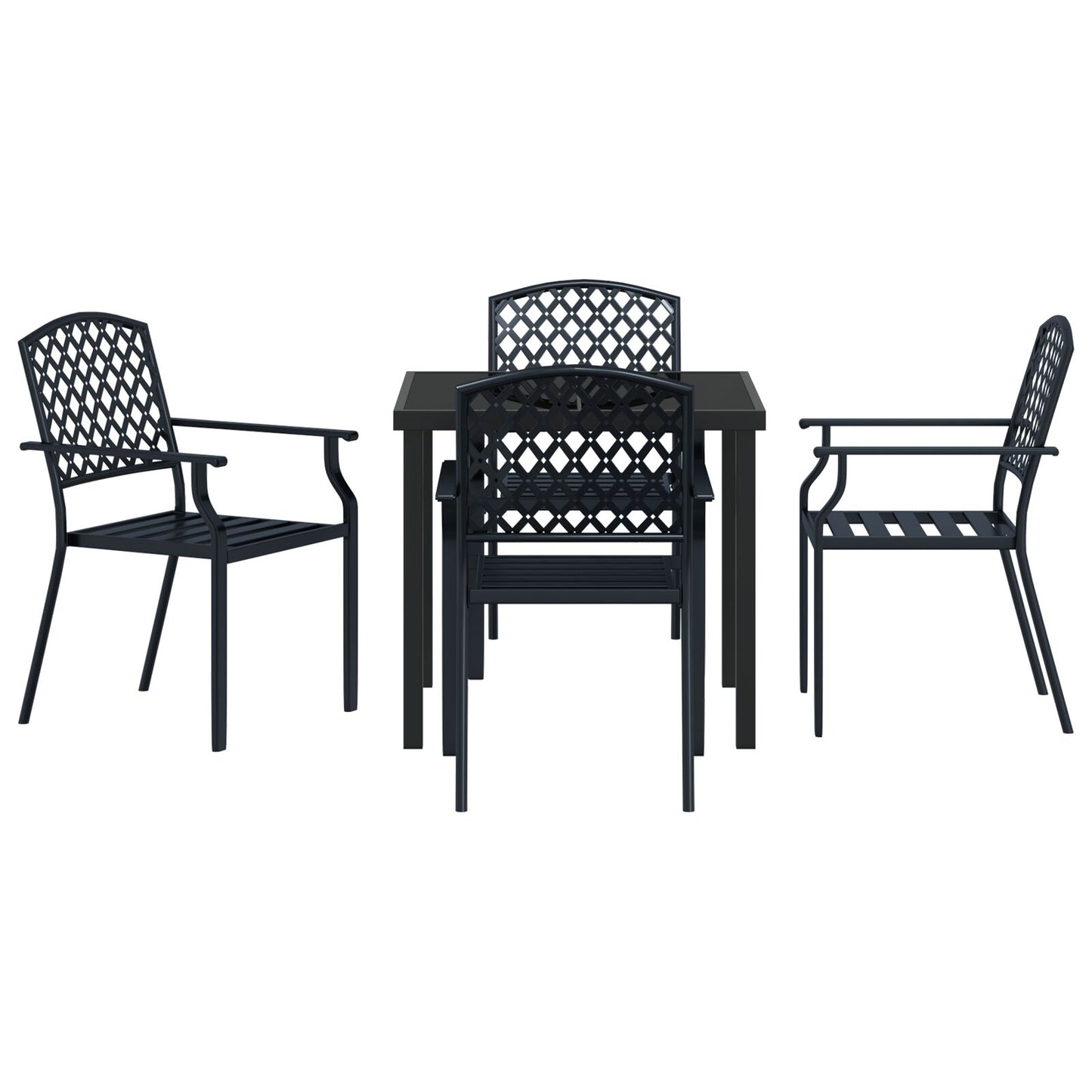 5 Delige Tuin Eetset Anthraciet Staal