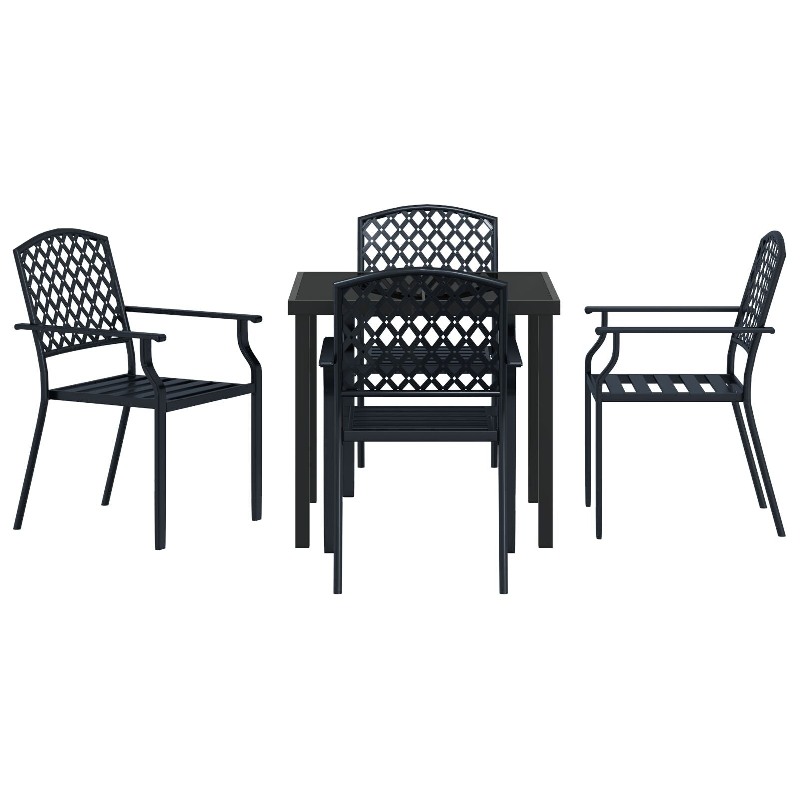 5 Delige Tuin Eetset Anthraciet Staal
