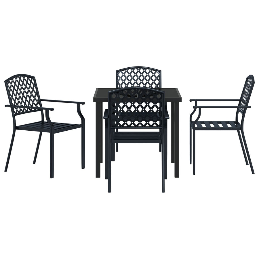 5 Delige Tuin Eetset Anthraciet Staal
