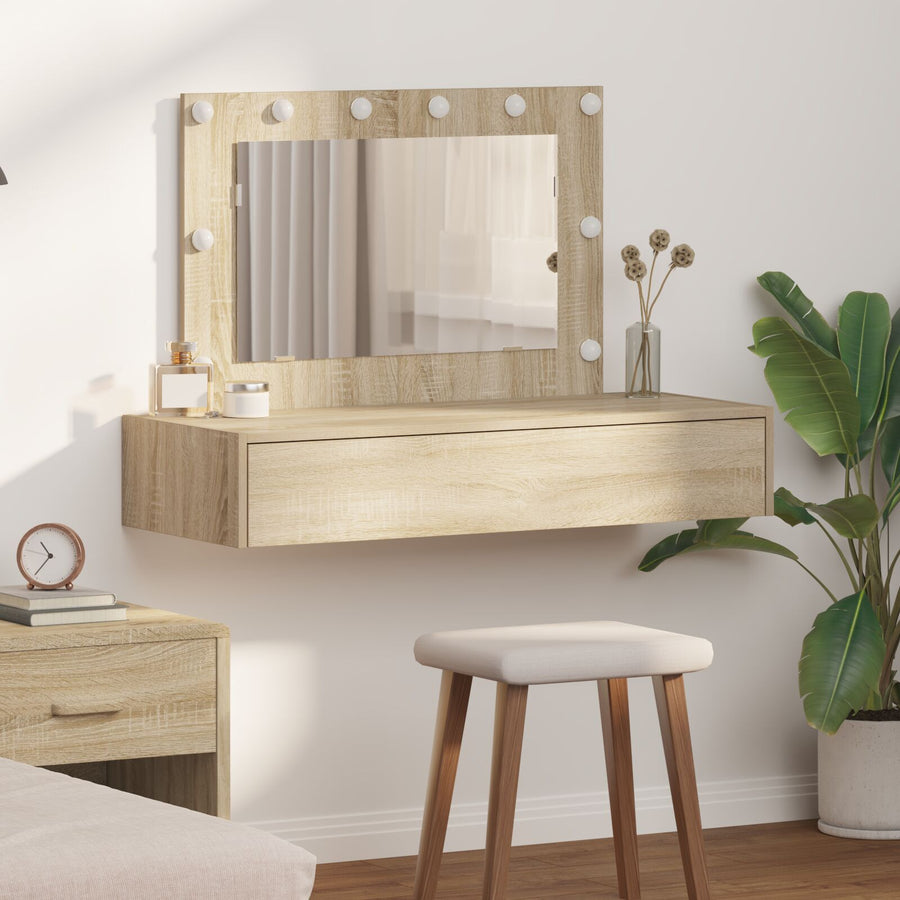 Wandgemonteerde Kaptafel Lichten In 100 x 40 x 70 cm Sonoma eiken met LED