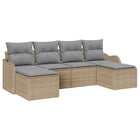 Tuinset poly rotan 6-delig beige