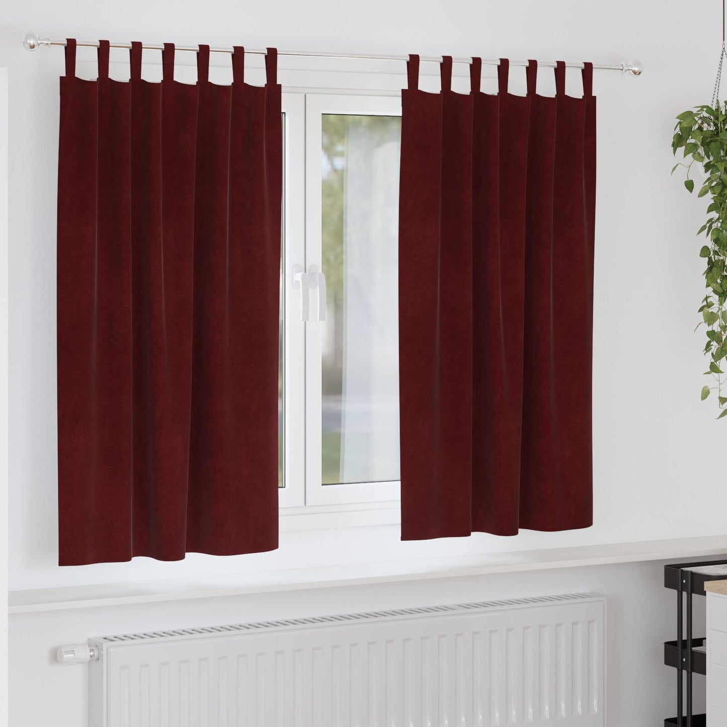 Blackout Gordijnen Met Hanglussen 2 Stuks Wijnrood Fluweel Bordeauxrood 140 x 175 cm met ophanglussen