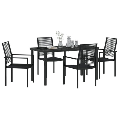 5-Piece Tuin Eet Set Zwart Pvc Riet