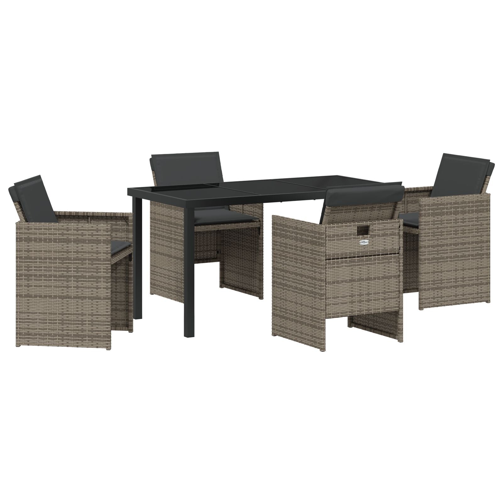5-Delige Tuinset Met Kussens Grijze Poly Rattan