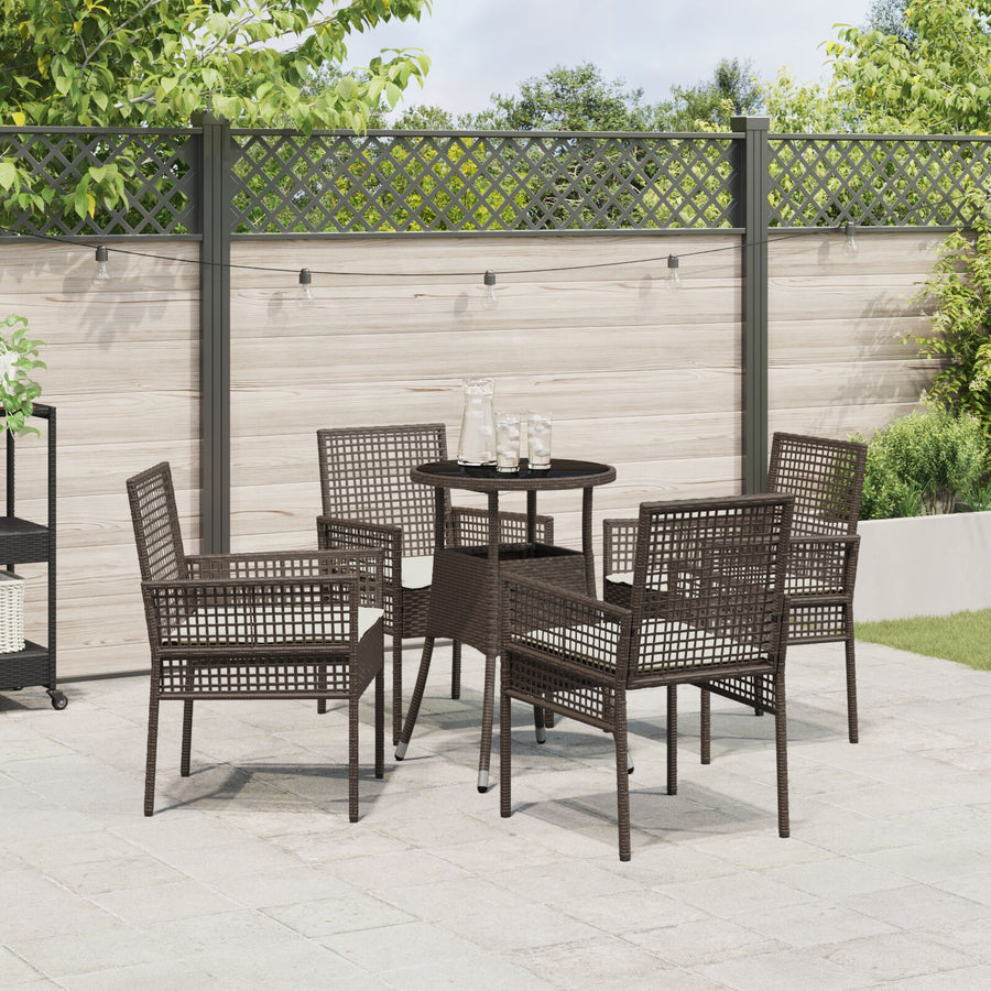 5 Delige Tuin Eetset Bruin Poly Rattan