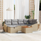 Tuinbankenset poly riet beige 7-delig met opbergruimte