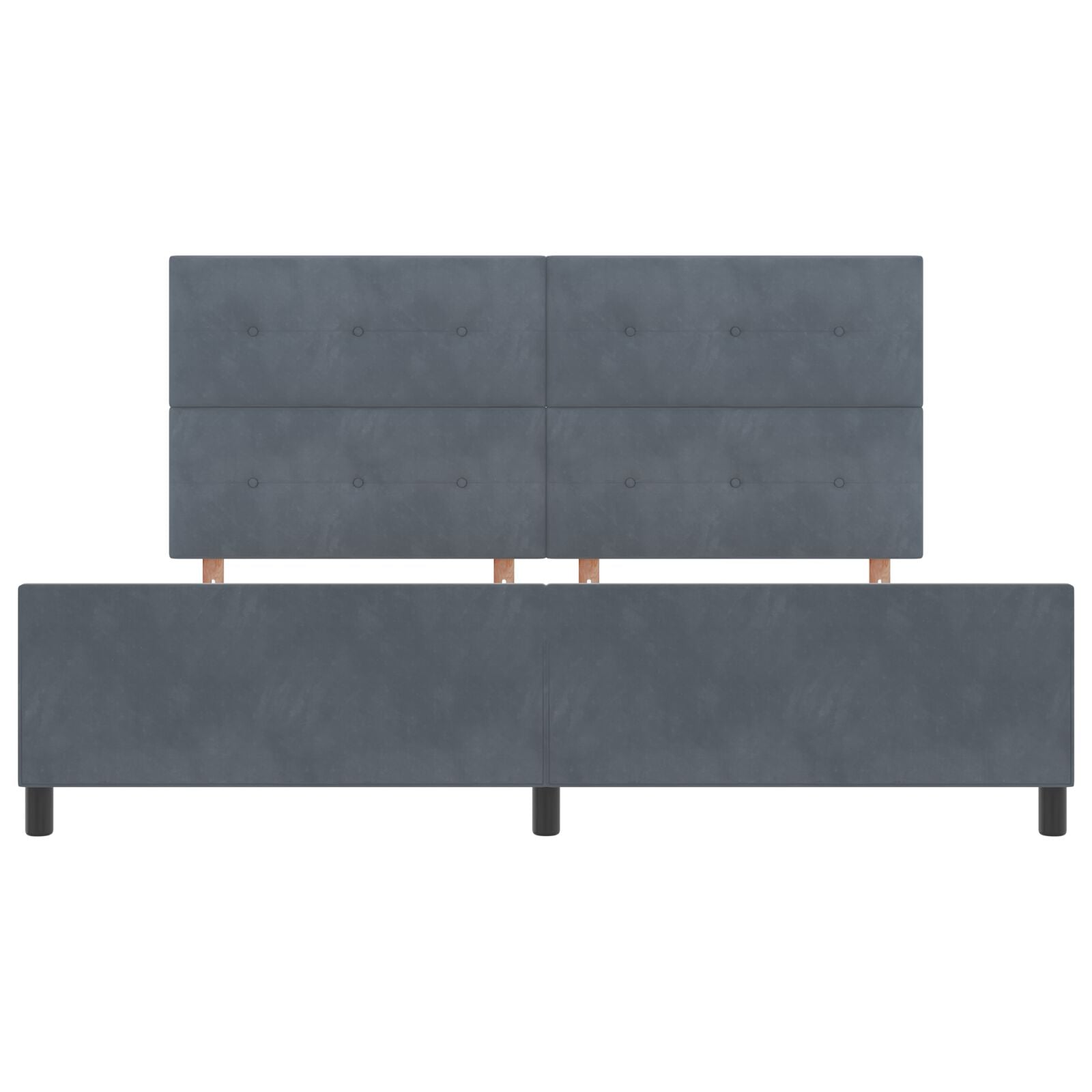 Bed Frame Donkergrijs 200X200 Cm Velvet Crème