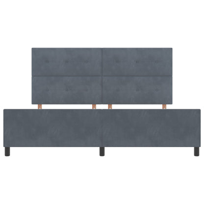 Bed Frame Donkergrijs 200X200 Cm Velvet Crème