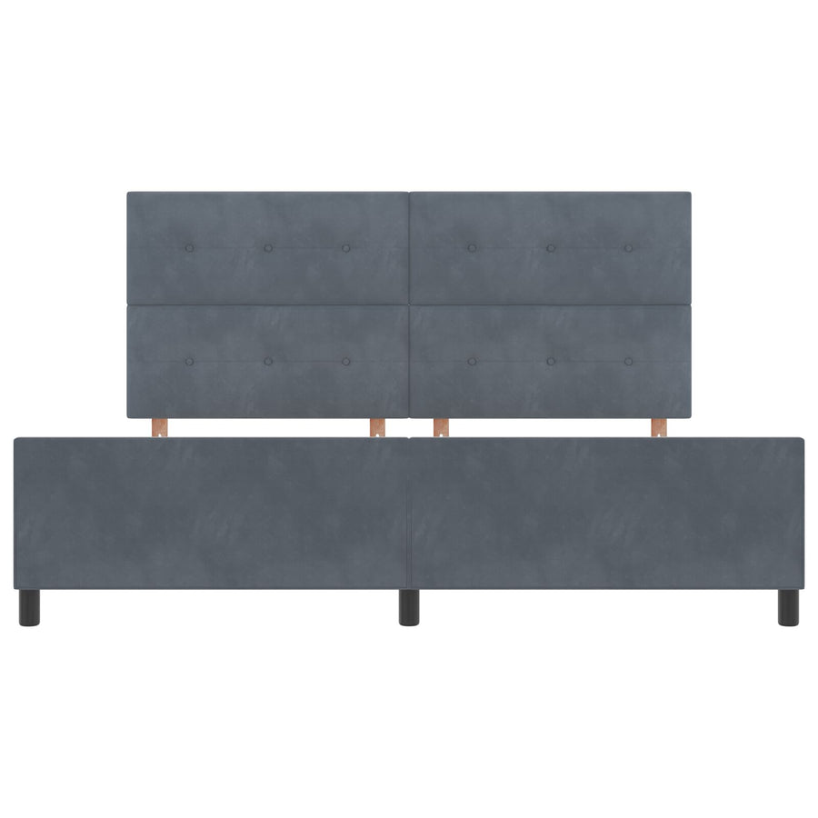 Bed Frame Donkergrijs 200X200 Cm Velvet Crème