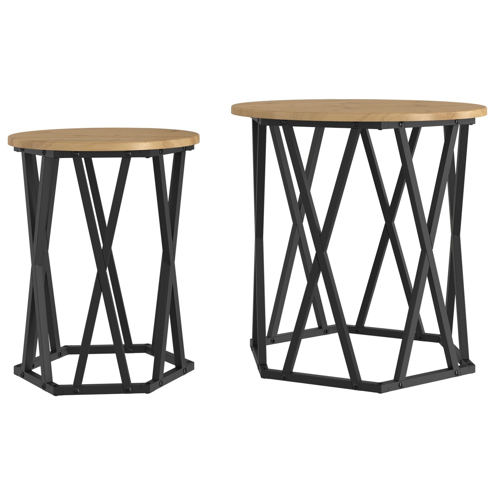 Bijzettafels 2 Stuks Hout Artisan eiken