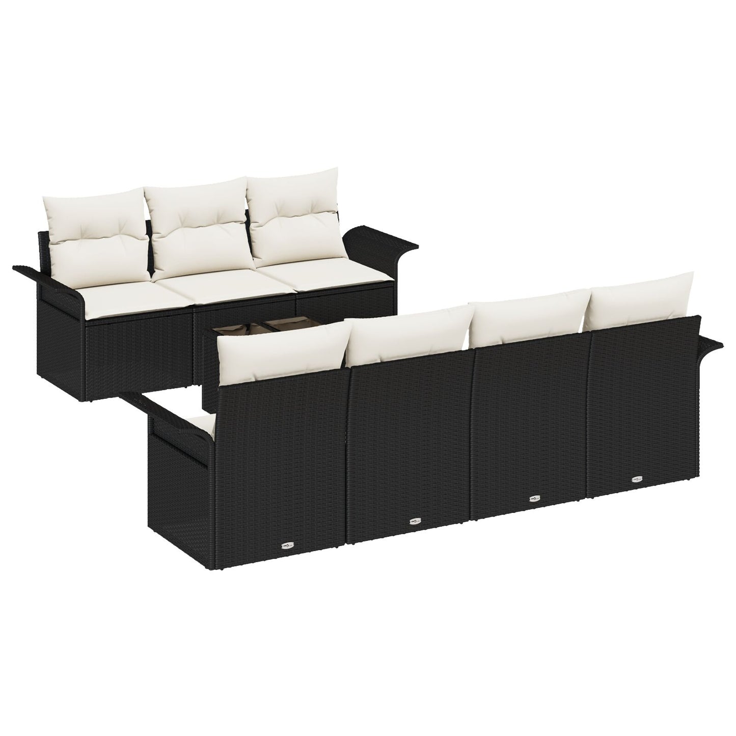 8-Delige Tuin Sofa Set Met Kussens Zwart Poly Rattan