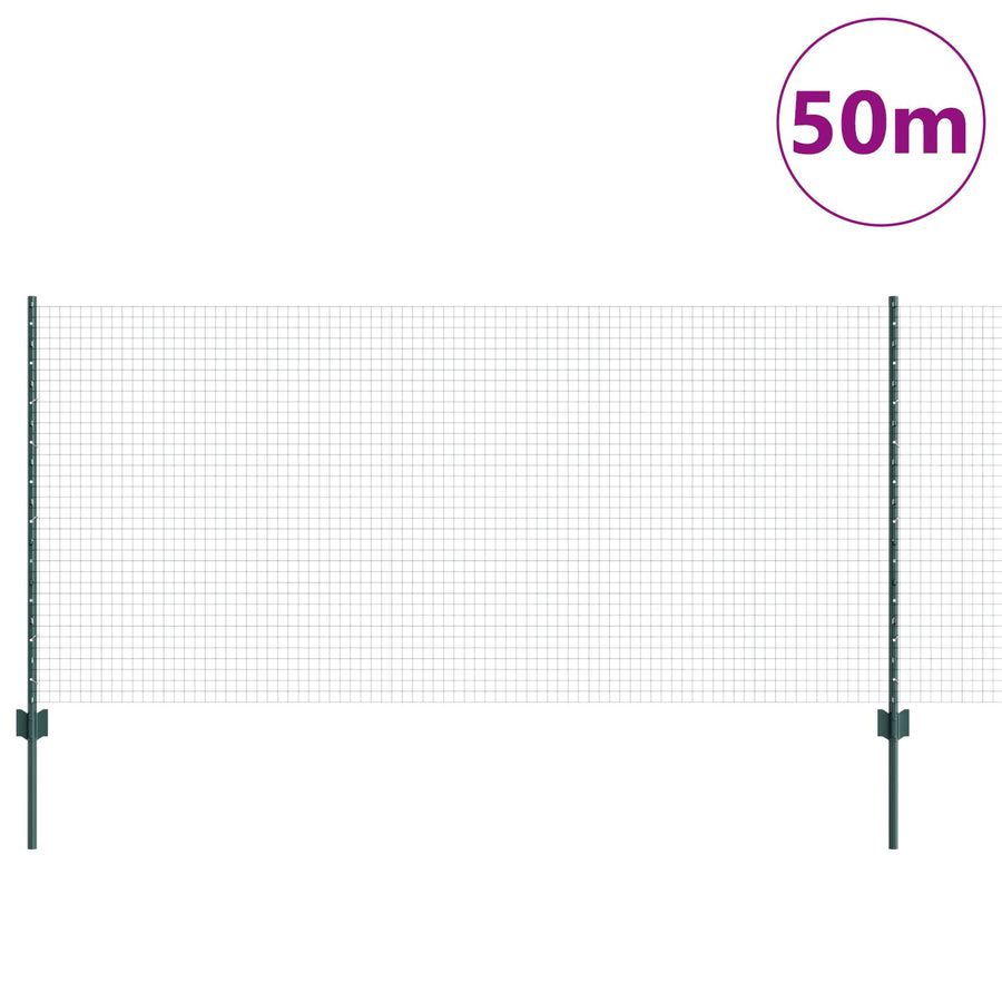 Gelaste Draad Fence Met 22 U-Palen Groen 1X50 M Staal