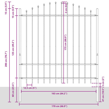 Tuinhek Met Boogtop 11,9X1,75 M Staal Wit 11.9 m 150-175 cm
