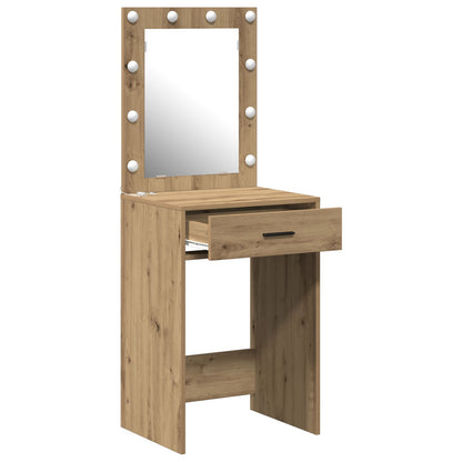 Kaptafel Met Led Verlichting Massief eikenhout 50 x 41 x 135 cm