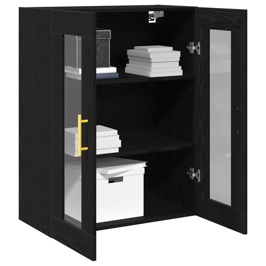 Wandkast Met Glazen Deuren Zwart Eiken 69,5X34X90 Cm