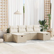 Tuin loungeset 6-delig polyrattan beige met opbergruimte