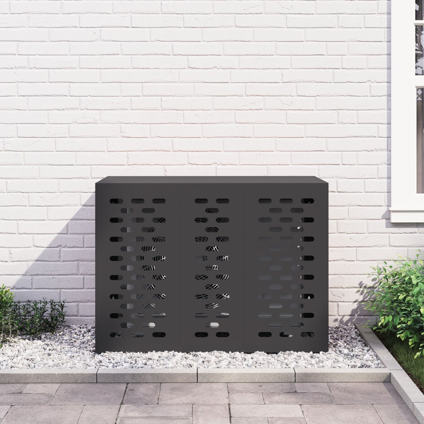 Airconditioner Cover Staal Zwart 110 x 50 x 80 cm