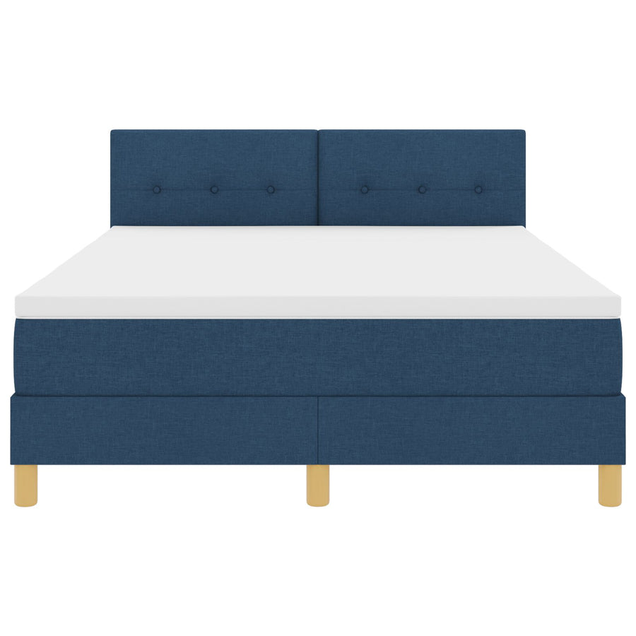 Boxspringbed Met Matras Stof Blauw 140 x 200 cm Knop ge tuft