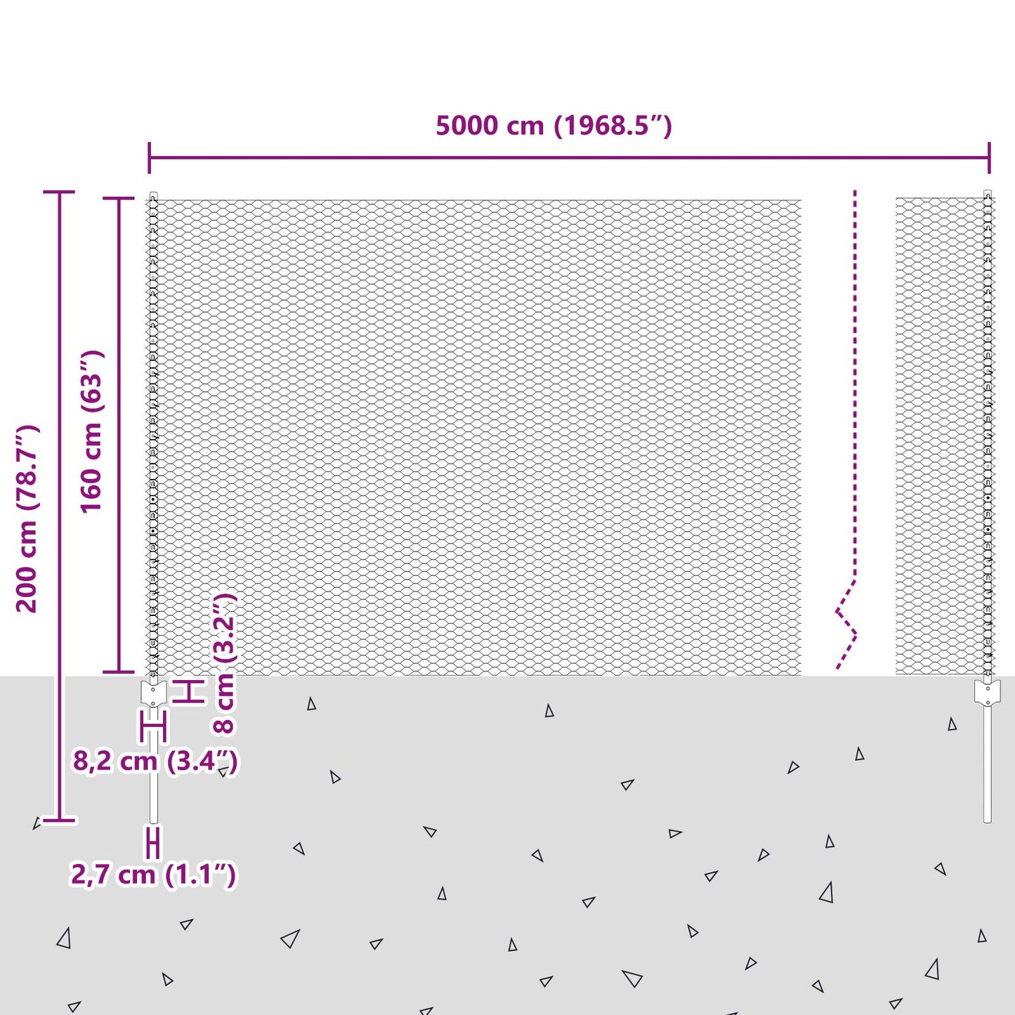 Hekpalen 22 Stuks U-Kanaal 160 Cm Gegalvaniseerd Staal,  Zeshoekig Hek 1,6X50 M Gegalvaniseerd Staal