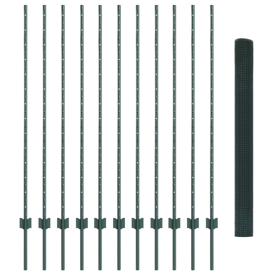 Gelaste Draad Omheining Met 11 U-Palen Groen 1.4X25 M Staal