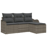 Loungeset poly riet grijs 3 personen