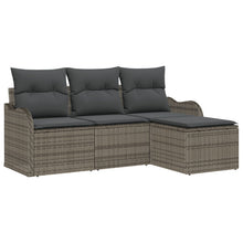 4 Delige Tuin Sofa Set met Kussens Grijs Poly Riet, vidaXL 2-Persoons Tuin Sofa met Kussens Grijs Poly Riet
