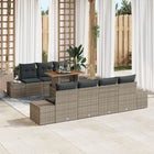 Tuinset 8-delig poly rotan grijs bruin