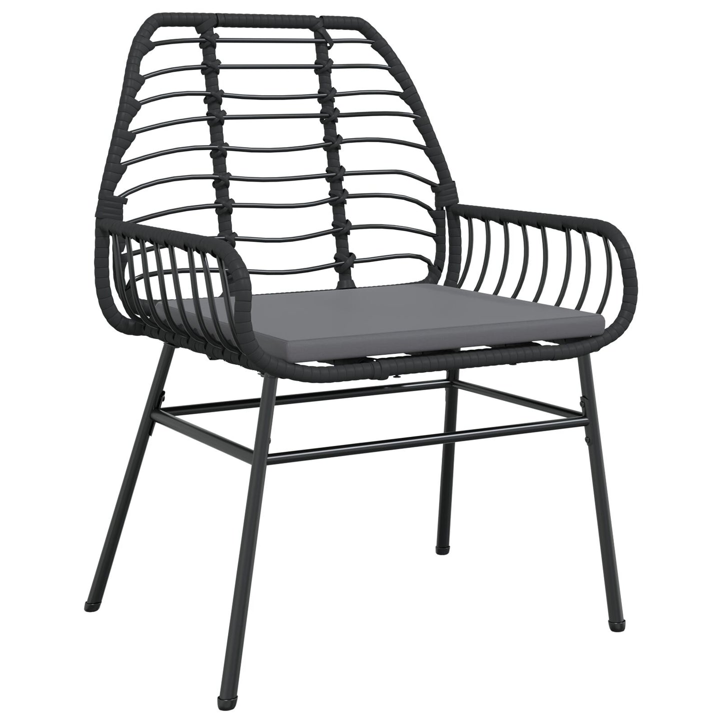 5-Delige Tuin Eetset Met Kussens Zwart Poly Rattan