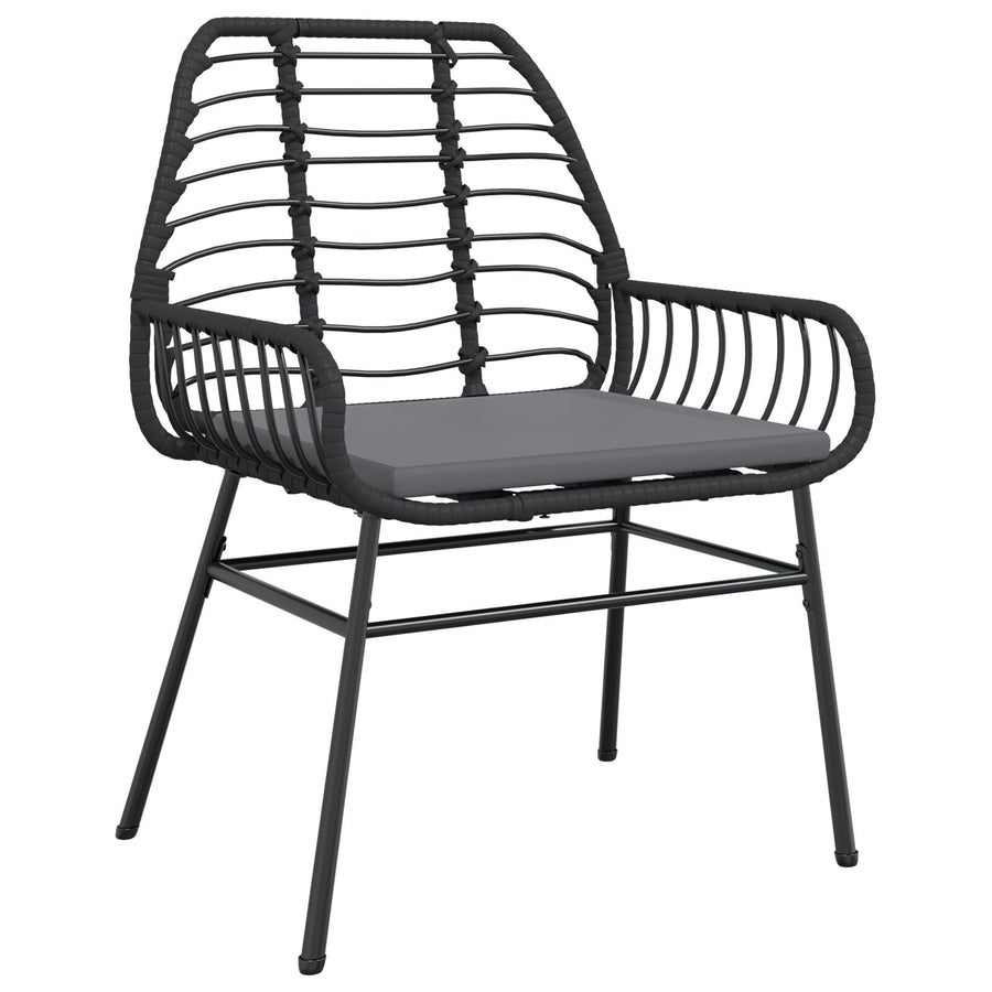 5-Delige Tuin Eetset Met Kussens Zwart Poly Rattan