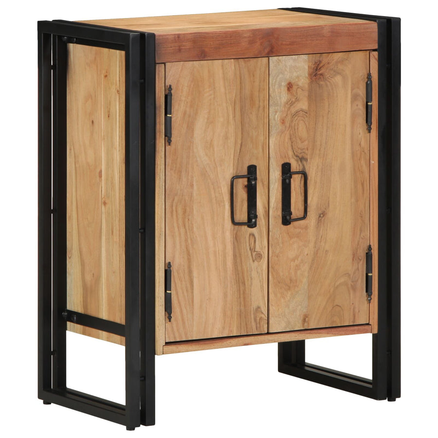 Schoenenkast Zwart 30X30X40 Cm En Staal Massief acaciahout