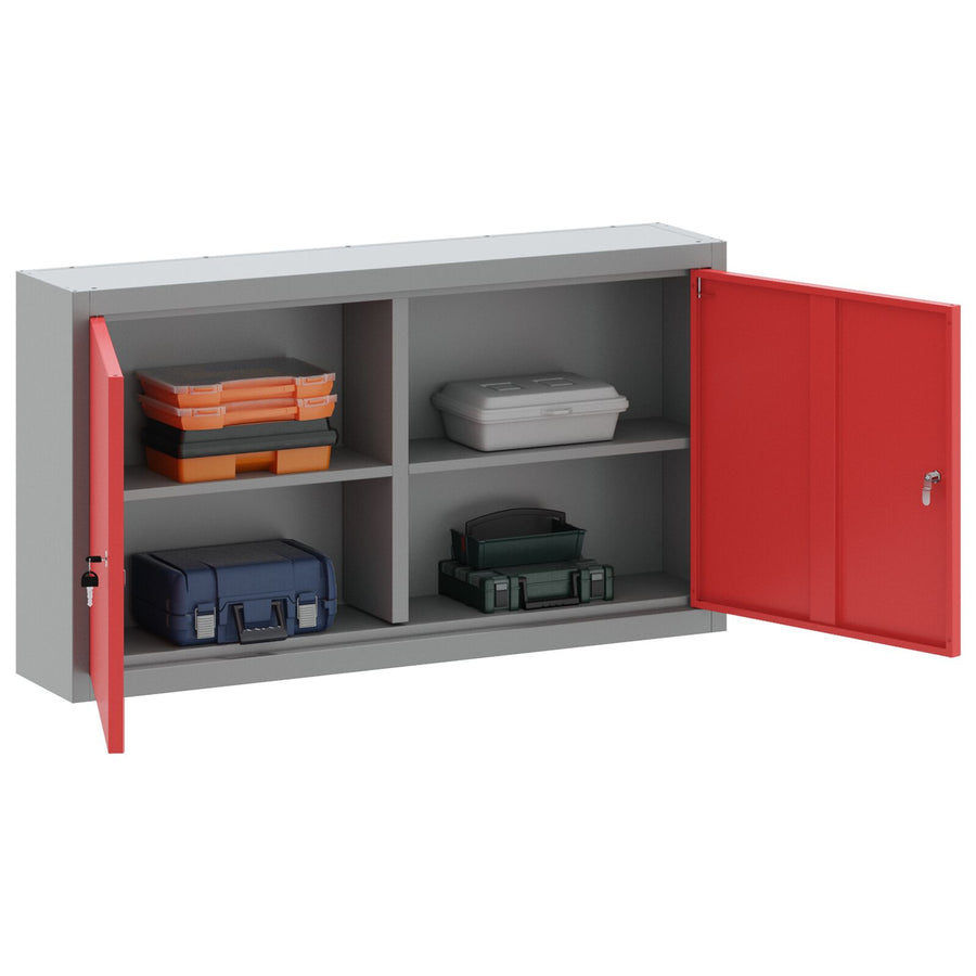 Gereedschapskast Muurbevestiging 100X20X55 Cm Staal 100 cm Rood en grijs Wandkast
