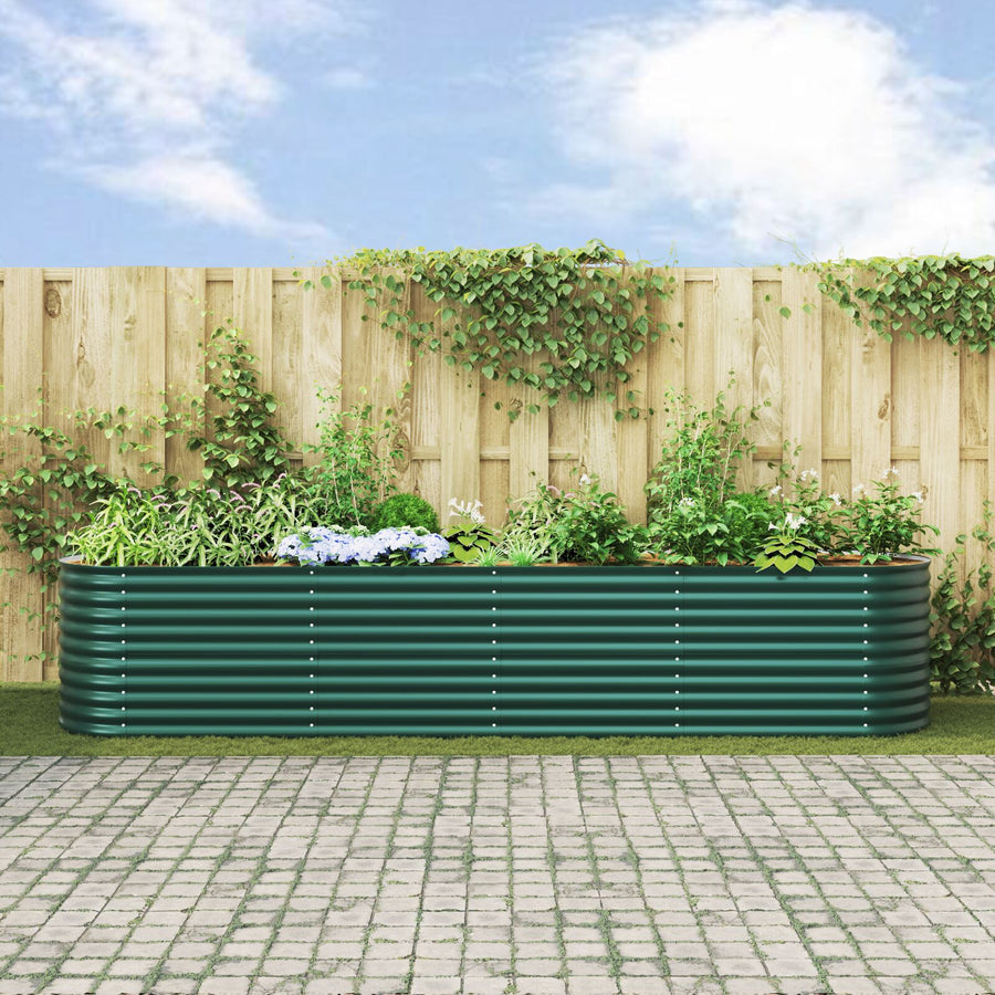 Tuin Verhoogd Bed Gegalvaniseerd Staal 400 x 80 x 81 cm Groen