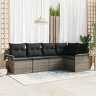 Loungeset poly rattan grijs 5-delig