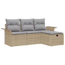 4-Delige Tuin Sofa Set Met Kussens Beige Poly Riet