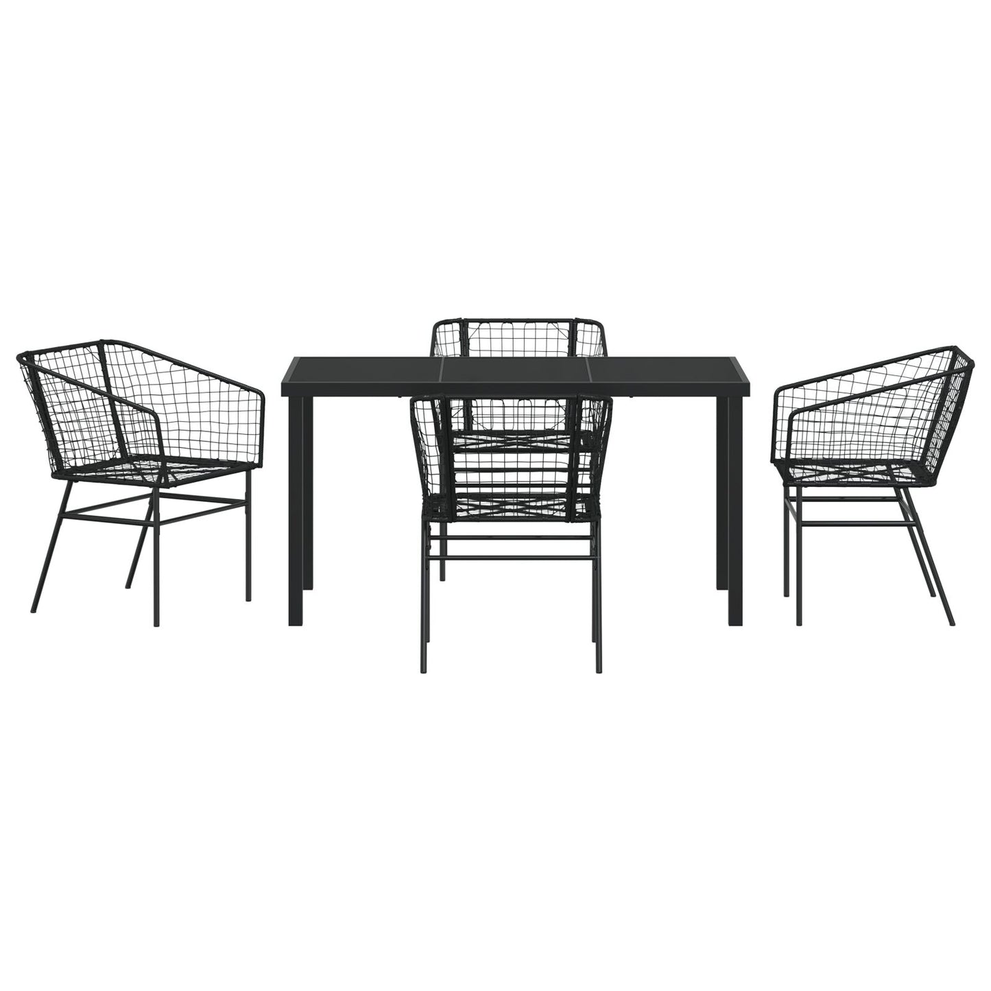 Set Van 3 Zwart Pe Rattan, Gepoedercoat Staal