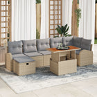 Tuinbankenset poly rattan beige 8-delig met opbergruimte