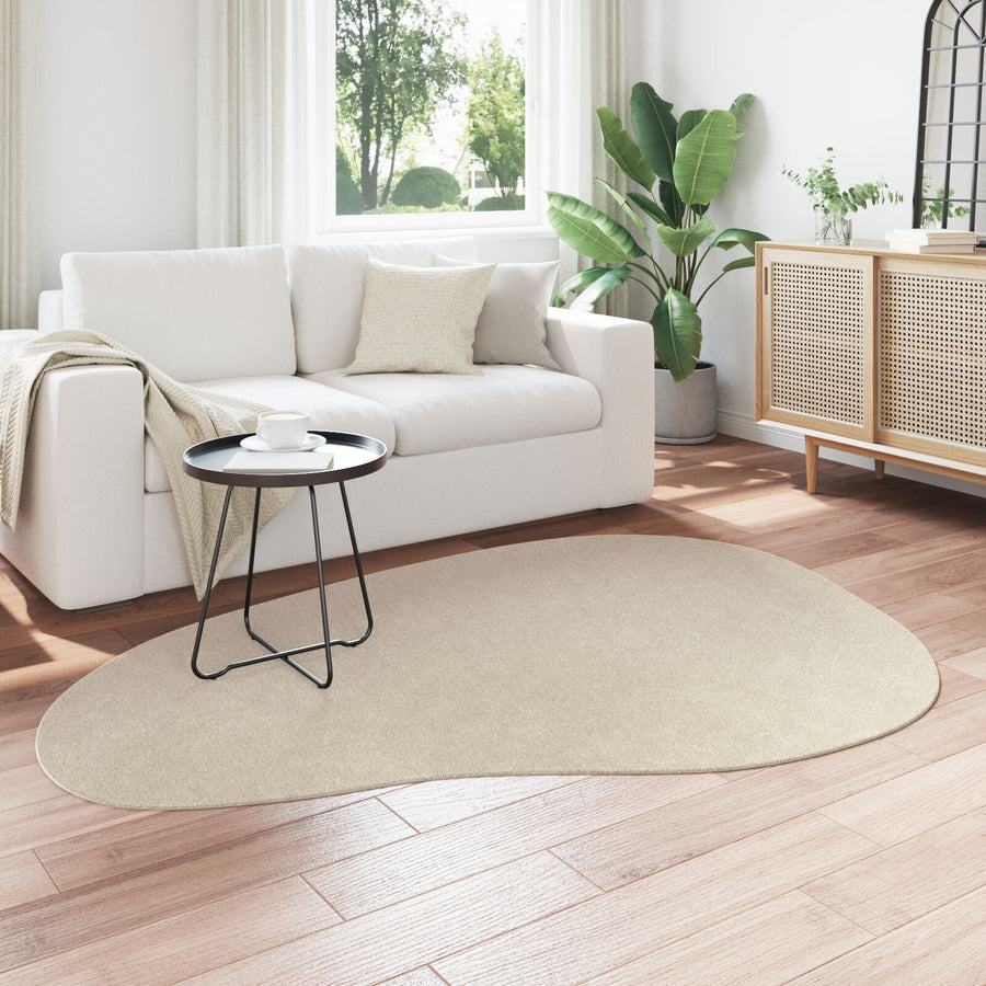 Vloerkleden Polyester Anti-Slip Vloerkleed Beige 140 x 200 cm Ovaal-Golfrand