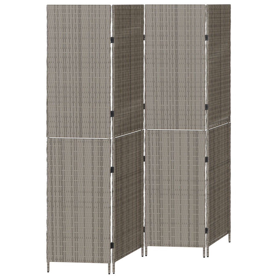 Kamerscherm Opvouwbaar 195X Poly Riet 180 cm Grijs 4 panelen