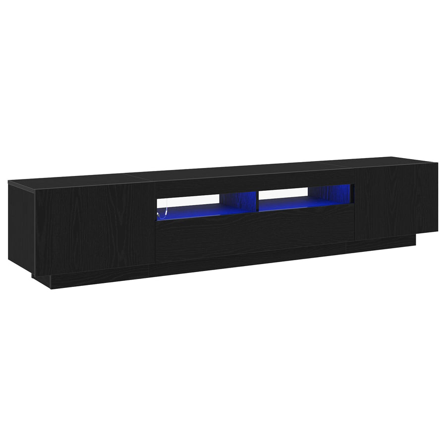 Tv-Kast Met Led-Verlichting - Zwart Eiken 200X35X40 Cm - Bewerkt Hout