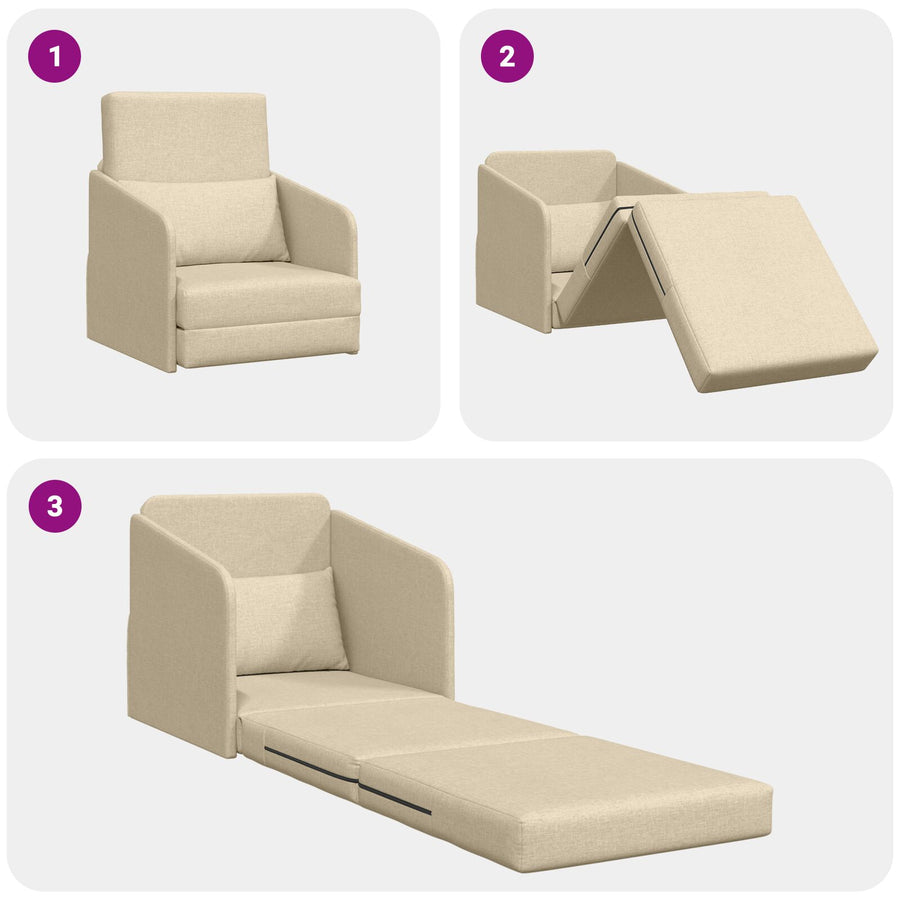Vloer Sofa Bed 2-In-1 65X80X83 Cm Stof Crème