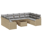 Tuinset poly rattan 10-delig beige