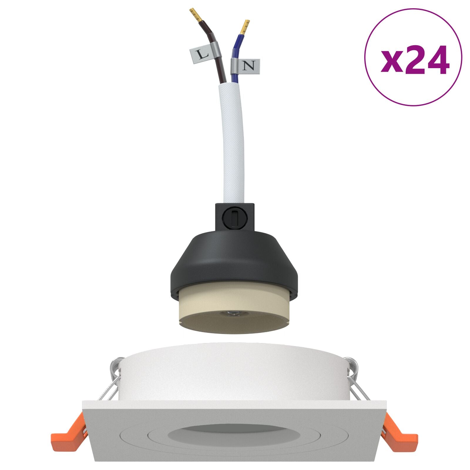 Ingebouwde Spotlights 24 Stuks Vierkant Gu10 Wit 91X91 Mm