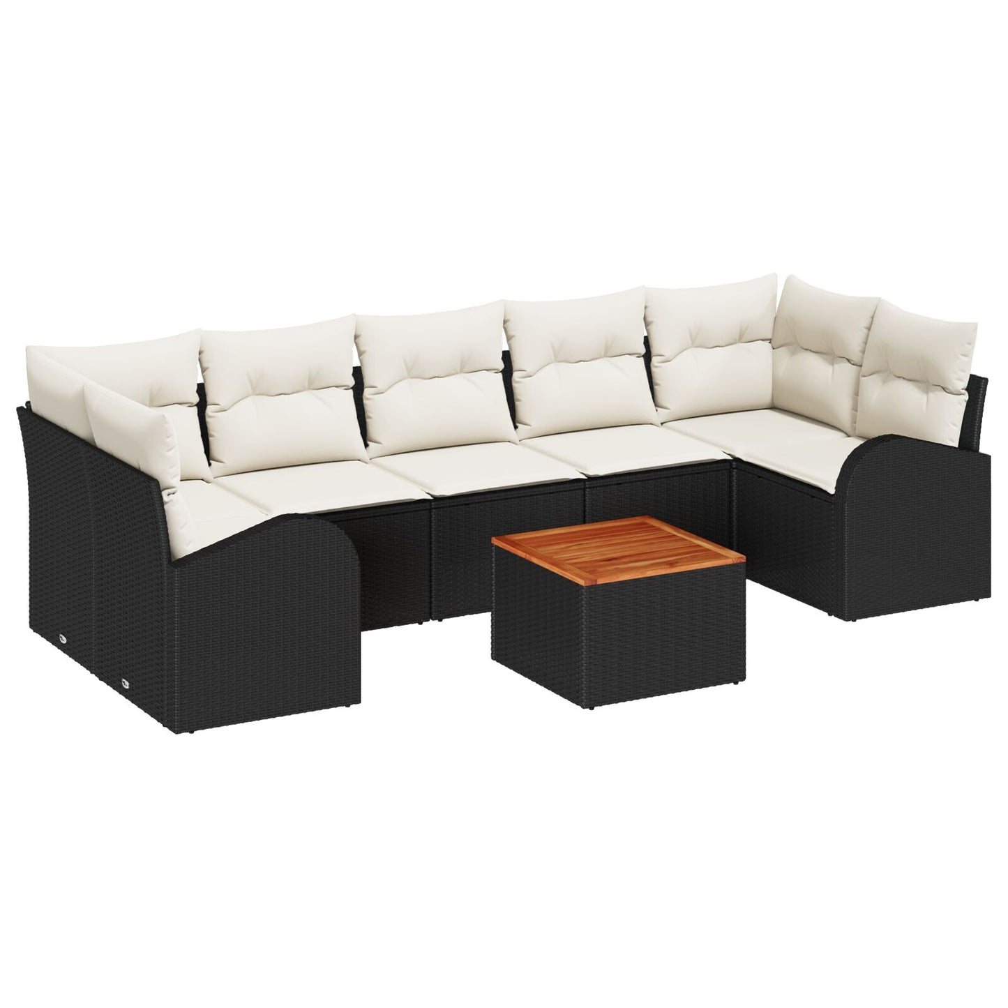 8-Delige Tuinbankset Met Kussens Zwart Poly Rattan Acacia