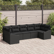 Tuinbankenset poly rattan 7-delig zwart
