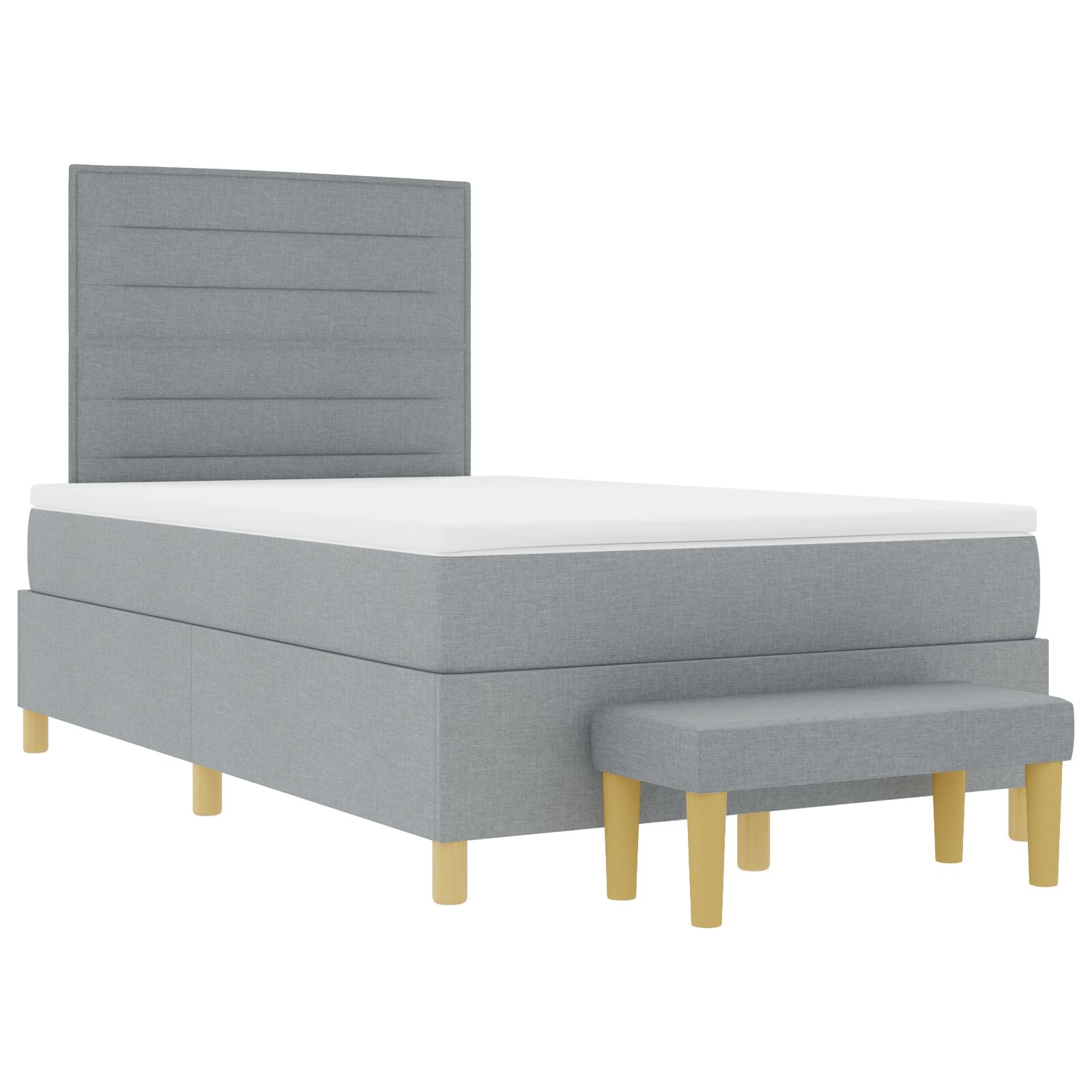 Boxspring Bed Met Matras & Bank Lichtgrijs 120X190 Cm Stof Blauw