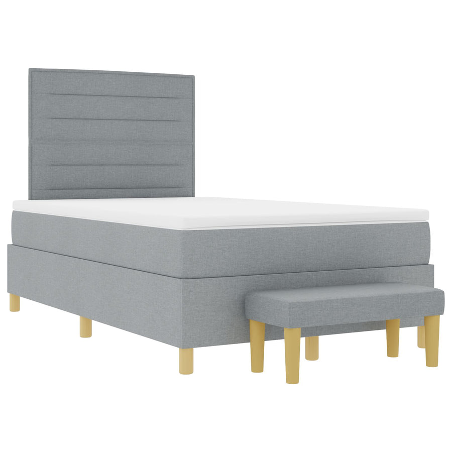 Boxspring Bed Met Matras & Bank Lichtgrijs 120X190 Cm Stof Blauw