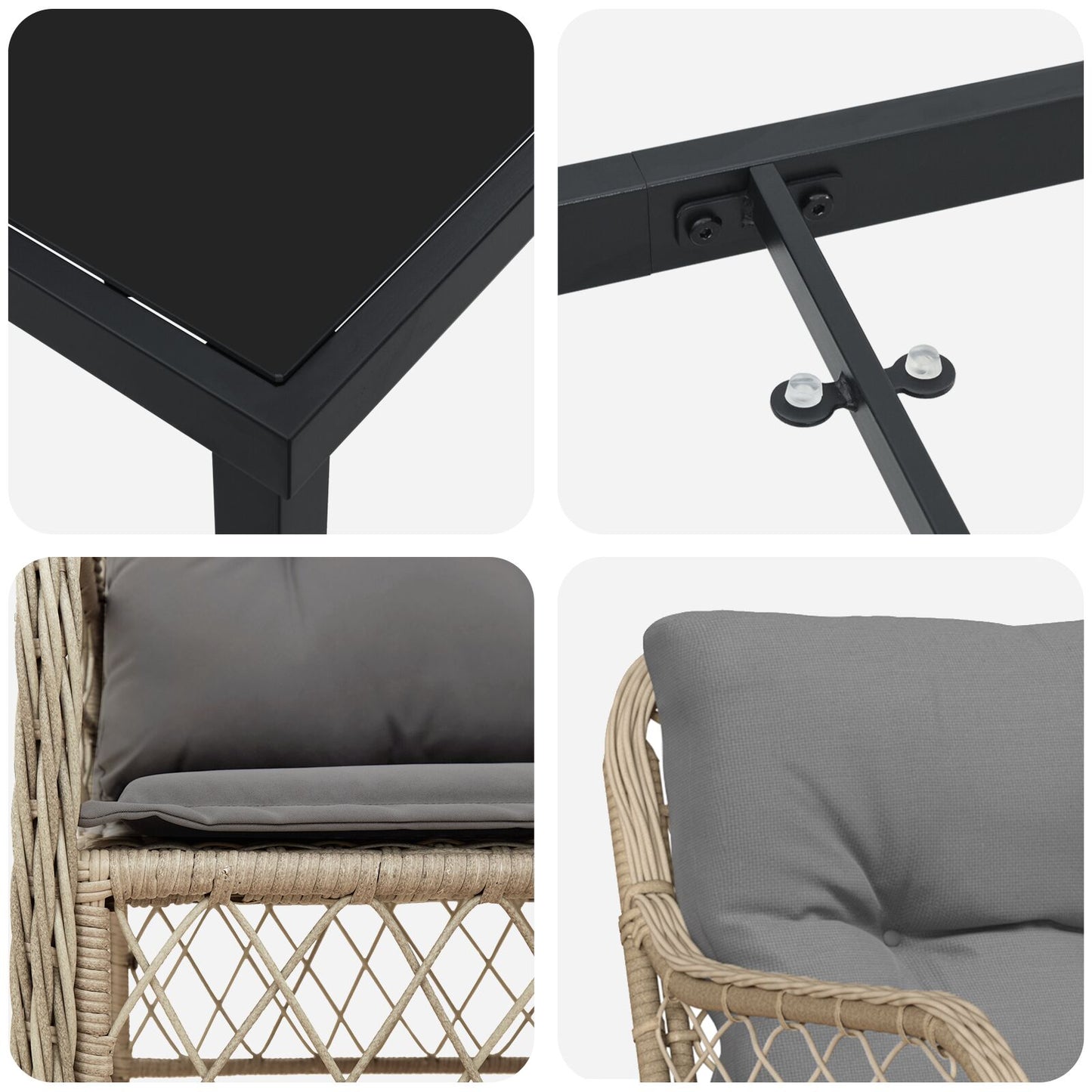 5-Delige Tuinset Met Kussens Beige Poly Rattan