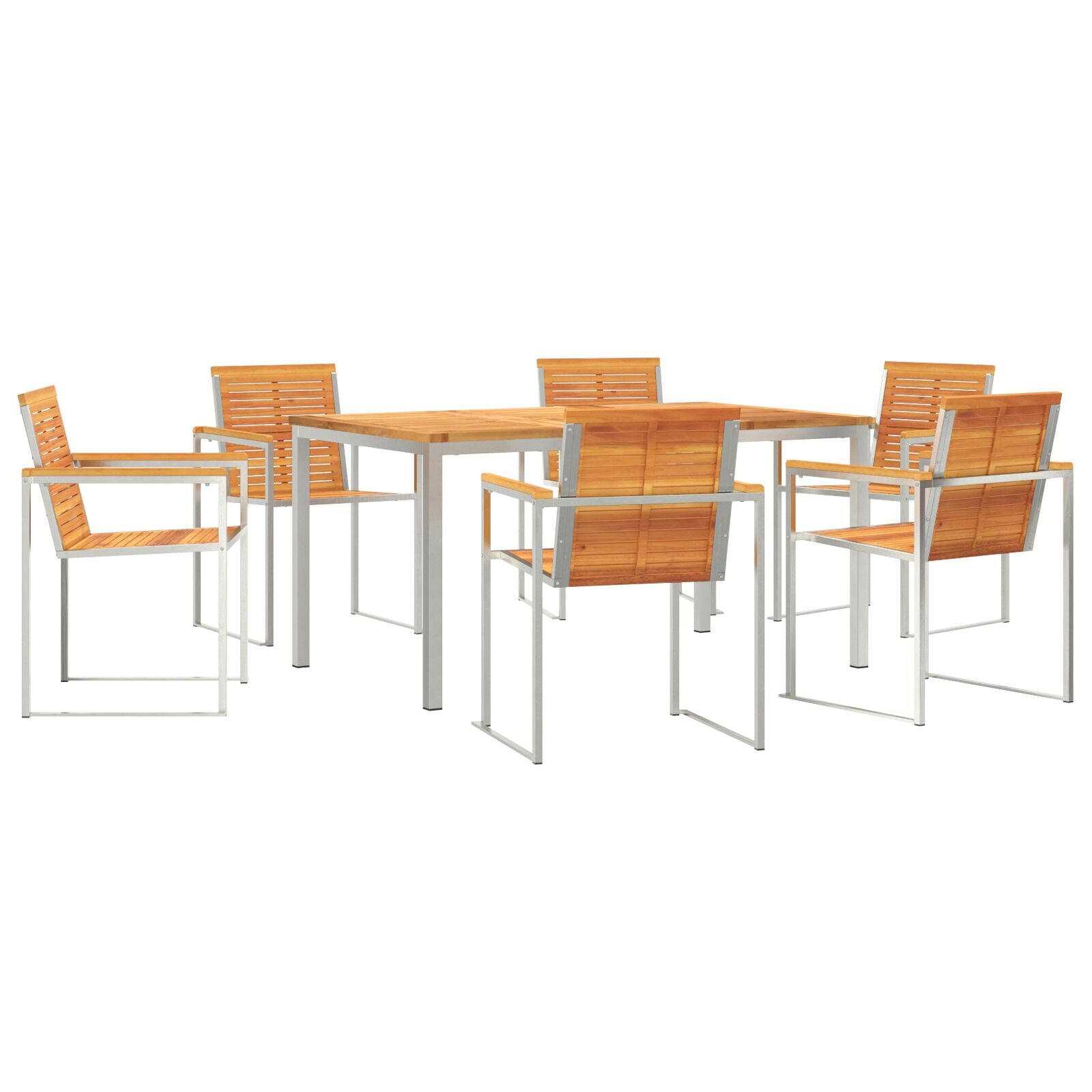 7-delige Tuin Eetset Massief Hout Acacia, vidaXL Buiten Eettafel 150x90x75 cm Massief Hout Acacia