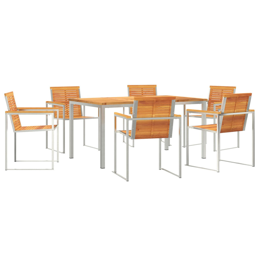 7-delige Tuin Eetset Massief Hout Acacia, vidaXL Buiten Eettafel 150x90x75 cm Massief Hout Acacia